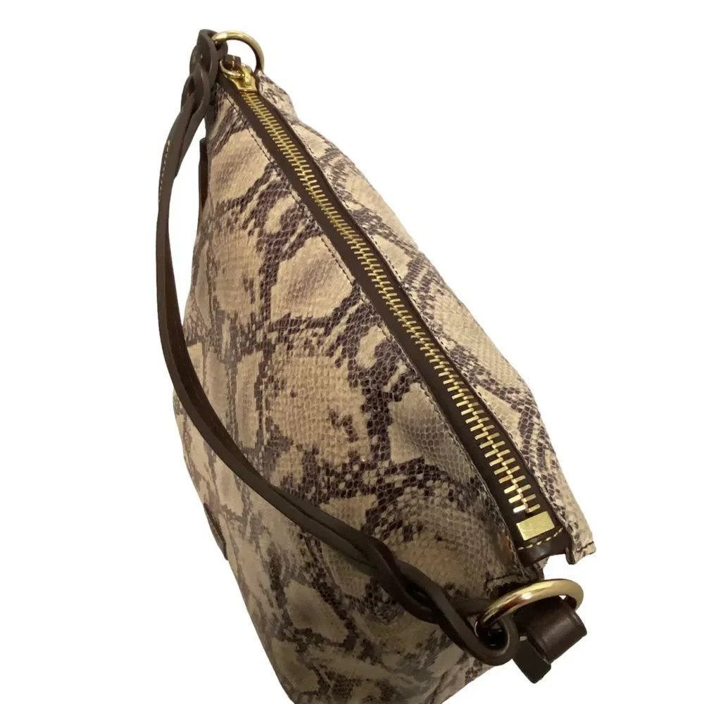 Dooney & Bourke Brown Leather Snake Skin printed Large Hobo Shoulder‎ Bag